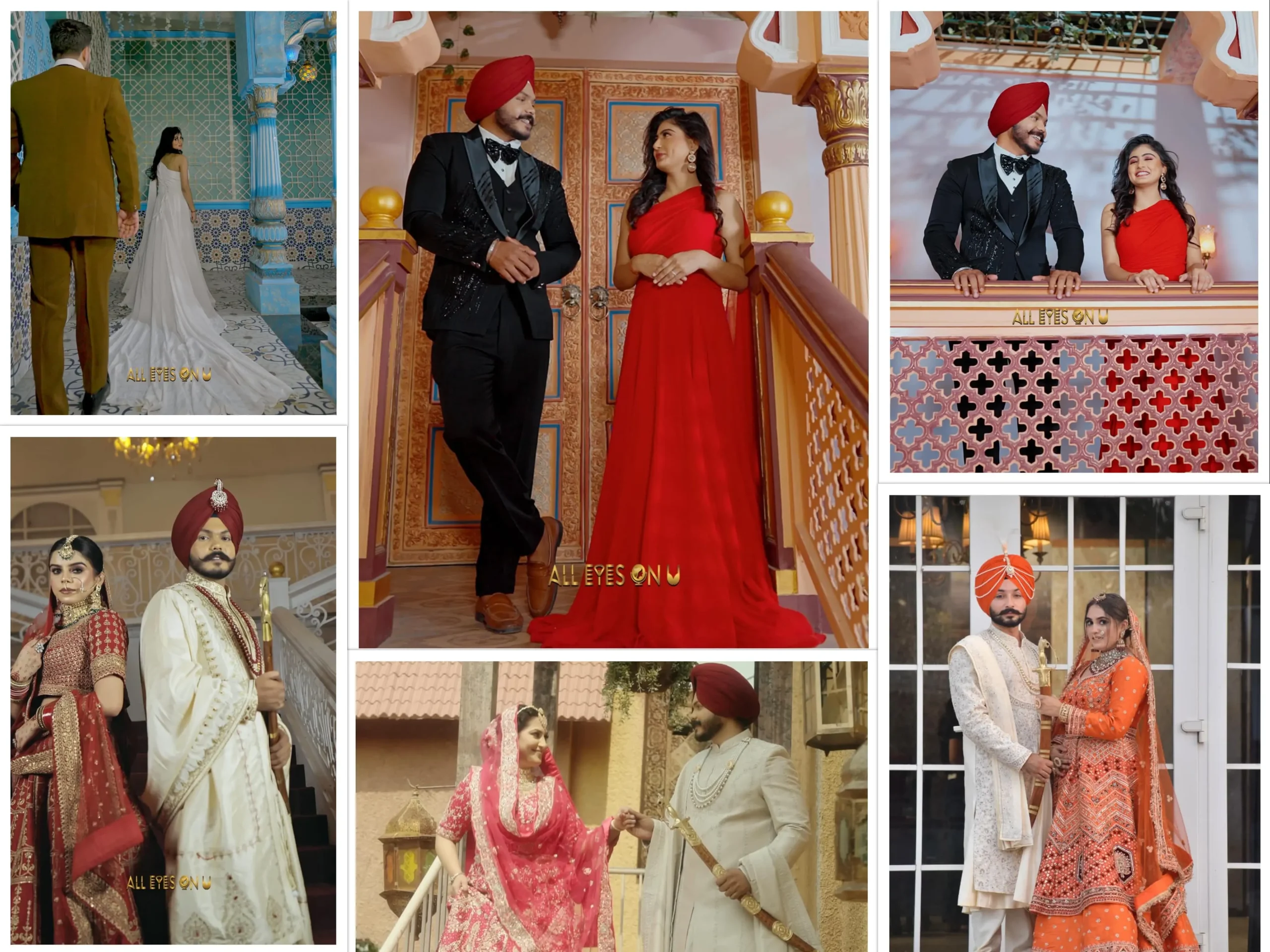 Bridal lehengas, groom sherwanis and wedding outfits at All Eyes On U, a wedding wear store in Chandigarh and Mohali.